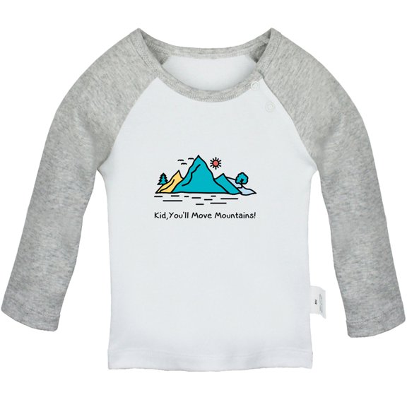 iDzn Kid You'll Move Mountains Funny T shirt For Baby, Newborn Babies T-shirts, Infant Tops, 0-24M Kids Graphic Tees Clothing (Long Gray Raglan T-shirt, 18-24 Months)