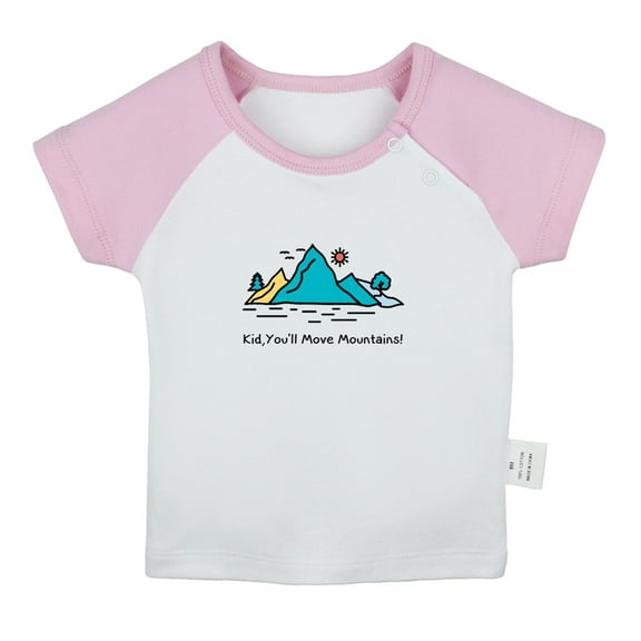 iDzn Kid You'll Move Mountains Funny T shirt For Baby, Newborn Babies T-shirts, Infant Tops, 0-24M Kids Graphic Tees Clothing (Short Pink Raglan T-shirt, 0-6 Months)