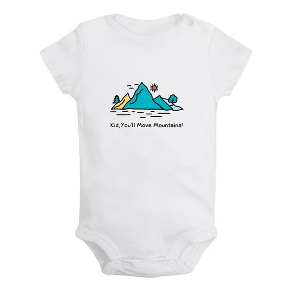 iDzn Kid You'll Move Mountains Funny Rompers For Babies, Newborn Baby Unisex Bodysuits, Infant Jumpsuits, Toddler 0-12 Months Kids One-Piece Oufits (White, 0-6 Months)