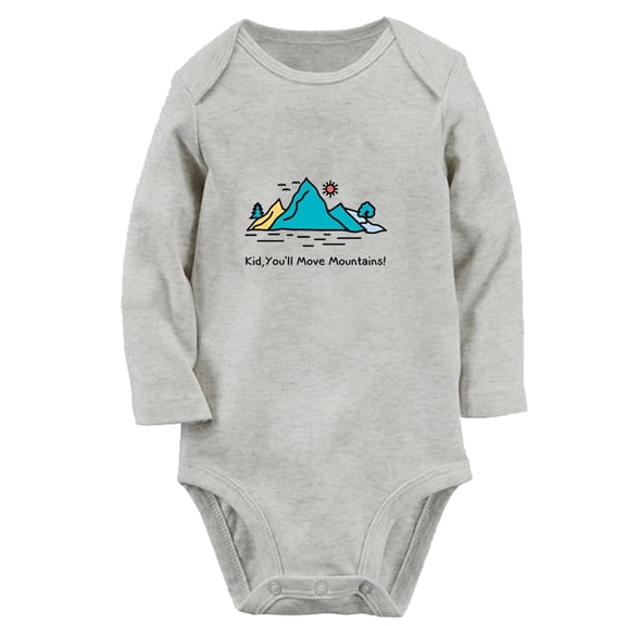 iDzn Kid You'll Move Mountains Funny Rompers, Newborn Baby Unisex Bodysuits, Infant Jumpsuits, Toddler Kids Long Sleeve Oufits (Gray, 6-12 Months)