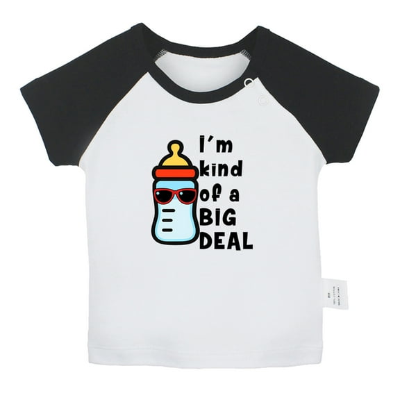 iDzn I'm Kind Of a Big Deal Funny T shirt For Baby, Newborn Babies T-shirts, Infant Tops, 0-24M Kids Graphic Tees Clothing (Short Black Raglan T-shirt, 0-6 Months)