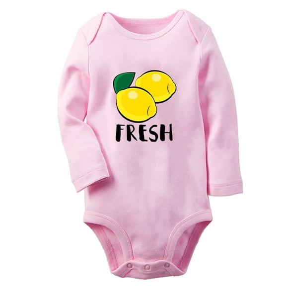 iDzn Lemon Fresh Lemonade Funny Rompers, Newborn Baby Unisex Bodysuits, Infant Jumpsuits, Toddler Kids Long Sleeve Oufits (Pink, 0-6 Months)