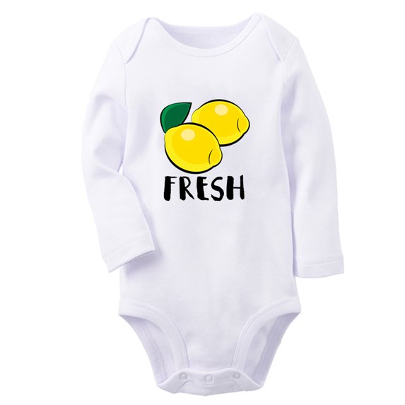 iDzn Lemon Fresh Lemonade Funny Rompers, Newborn Baby Unisex Bodysuits, Infant Jumpsuits, Toddler Kids Long Sleeve Oufits (White, 6-12 Months)