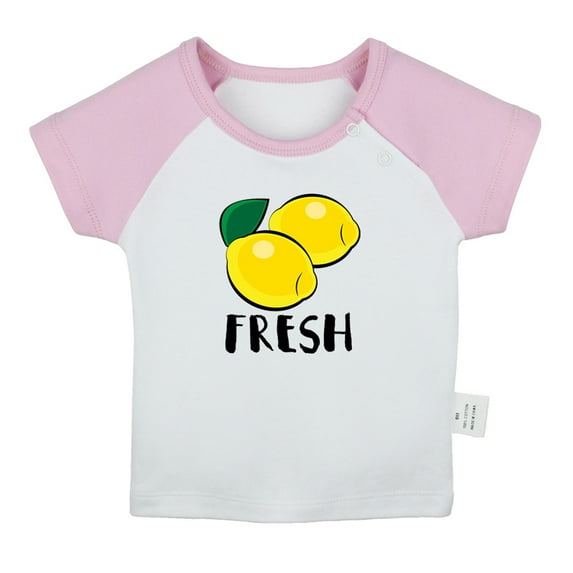 iDzn Lemon Fresh Novelty T Shirt For Baby, Newborn Babies T-shirts, Infant Cute Fruits Tops, 0-24M Kids Graphic Tees Clothing (Short Pink Raglan T-shirt, 12-18 Months)