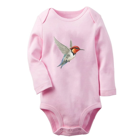 iDzn Little Baby Cute Rompers, Newborn Babies Unisex Bodysuits, Infant Animal Birds Graphic Jumpsuits, Toddler Kids Long Sleeve Oufits (Pink, 0-6 Months)