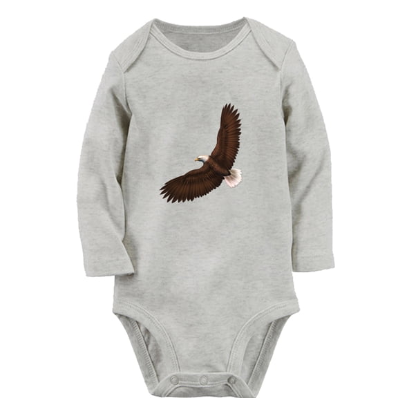 iDzn Little Baby Cute Rompers, Newborn Babies Unisex Bodysuits, Infant Animal Falcon Graphic Jumpsuits, Toddler Kids Long Sleeve Oufits (Gray, 6-12 Months)