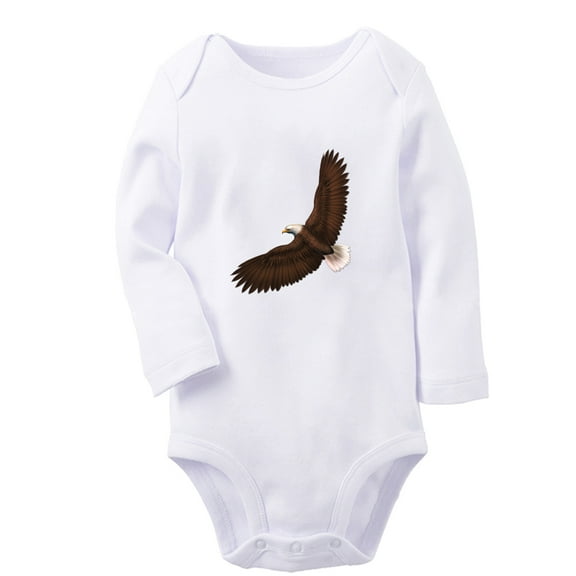 iDzn Little Baby Cute Rompers, Newborn Babies Unisex Bodysuits, Infant Animal Falcon Graphic Jumpsuits, Toddler Kids Long Sleeve Oufits (White, 6-12 Months)