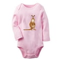 thumbnail image 1 of iDzn Little Baby Cute Rompers, Newborn Babies Unisex Bodysuits, Infant Animal Kangaroo Graphic Jumpsuits, Toddler Kids Long Sleeve Oufits (Pink, 0-6 Months), 1 of 5