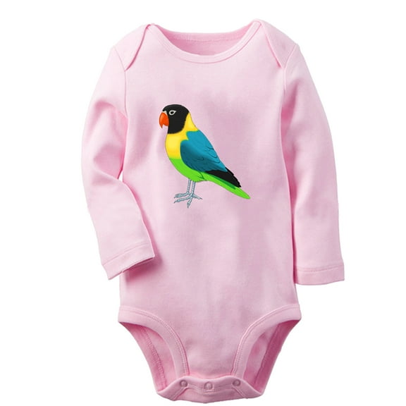 iDzn Little Baby Cute Rompers, Newborn Babies Unisex Bodysuits, Infant Animal Parrot Graphic Jumpsuits, Toddler Kids Long Sleeve Oufits (Pink, 0-6 Months)