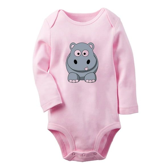 iDzn Little Baby Cute Rompers, Newborn Babies Unisex Bodysuits, Infant Animal Rhino Graphic Jumpsuits, Toddler Kids Long Sleeve Oufits (Pink, 6-12 Months)
