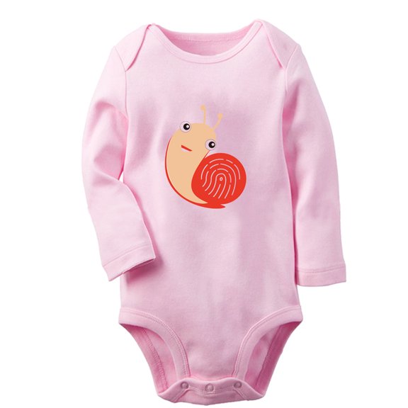 iDzn Little Baby Cute Rompers, Newborn Babies Unisex Bodysuits, Infant Animal Snails Graphic Jumpsuits, Toddler Kids Long Sleeve Oufits (Pink, 0-6 Months)