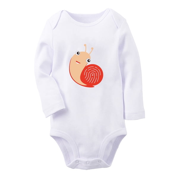 iDzn Little Baby Cute Rompers, Newborn Babies Unisex Bodysuits, Infant Animal Snails Graphic Jumpsuits, Toddler Kids Long Sleeve Oufits (White, 6-12 Months)
