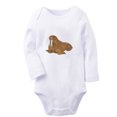 thumbnail image 1 of iDzn Little Baby Cute Rompers, Newborn Babies Unisex Bodysuits, Infant Animal Walrus Graphic Jumpsuits, Toddler Kids Long Sleeve Oufits (White, 0-6 Months), 1 of 5