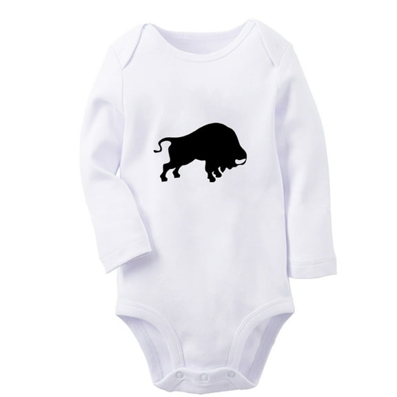 iDzn Little Baby Cute Rompers, Newborn Baby Unisex Bodysuits, Infant Animal Bison Graphic Jumpsuits, Toddler Kids Long Sleeve Oufits (White, 0-6 Months)
