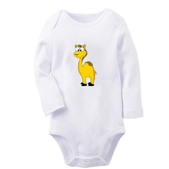 iDzn Little Baby Cute Rompers, Newborn Baby Unisex Bodysuits, Infant Animal Camel Graphic Jumpsuits, Toddler Kids Long Sleeve Oufits (White, 0-6 Months)