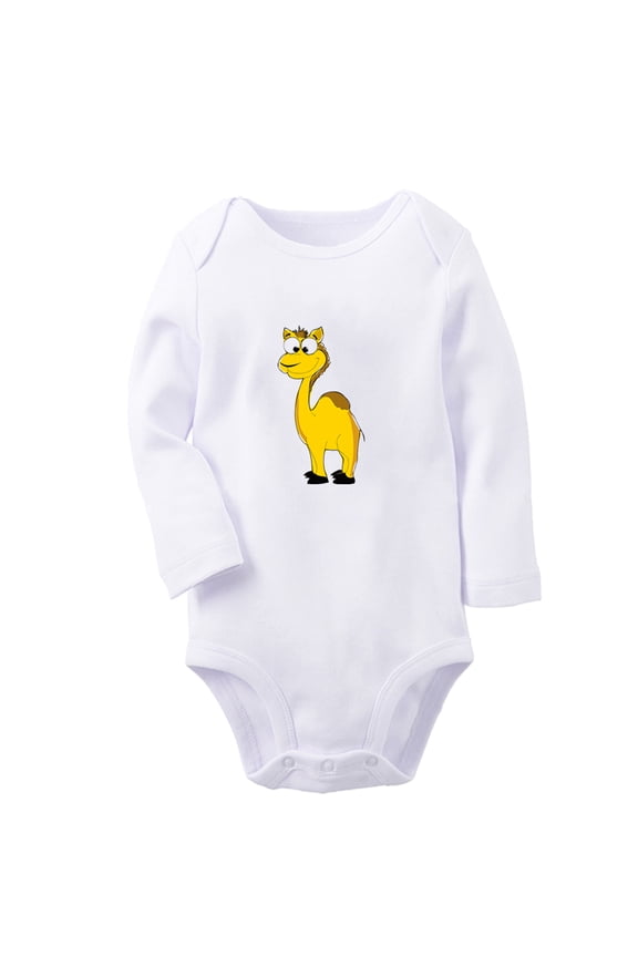 Little Baby Cute Rompers, Newborn Baby Unisex Bodysuits, Infant Animal Camel Graphic Jumpsuits, Toddler Kids Long Sleeve Oufits (White, 0-6 Months)
