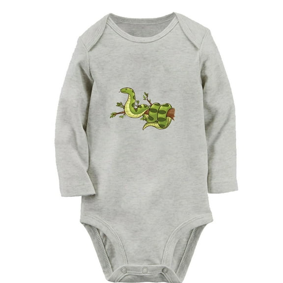 iDzn Little Baby Cute Rompers, Newborn Baby Unisex Bodysuits, Infant Animal Snake Graphic Jumpsuits, Toddler Kids Long Sleeve Oufits (Gray, 6-12 Months)