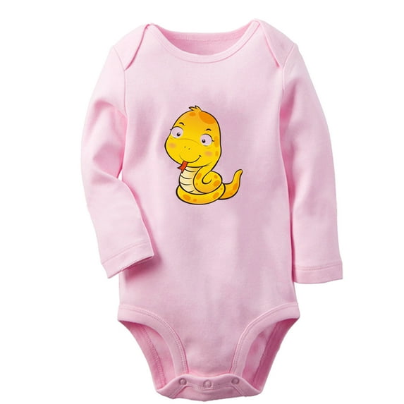 iDzn Little Baby Cute Rompers, Newborn Baby Unisex Bodysuits, Infant Animal Snake Graphic Jumpsuits, Toddler Kids Long Sleeve Oufits (Pink, 0-6 Months)