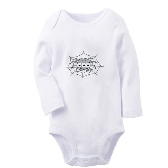 iDzn Little Baby Cute Rompers, Newborn Baby Unisex Bodysuits, Infant Animal Spider Graphic Jumpsuits, Toddler Kids Long Sleeve Oufits (White, 0-6 Months)