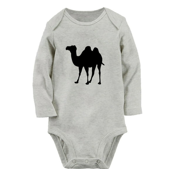 iDzn Little Baby Cute Rompers, Newborn Baby Unisex Bodysuits, Infant Animal Camel Graphic Jumpsuits, Toddler Kids Long Sleeve Oufits (Gray, 6-12 Months)