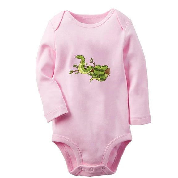 iDzn® Little Baby Cute Rompers, Newborn Baby Unisex Bodysuits, Infant Animal Snake Graphic Jumpsuits, Toddler Kids Long Sleeve Oufits (Pink, 6-12 Months)