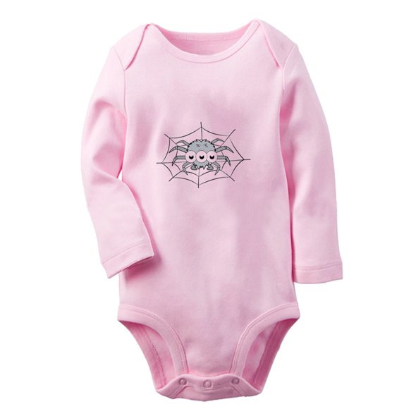 iDzn Little Baby Cute Rompers, Newborn Baby Unisex Bodysuits, Infant Animal Spider Graphic Jumpsuits, Toddler Kids Long Sleeve Oufits (Pink, 0-6 Months)