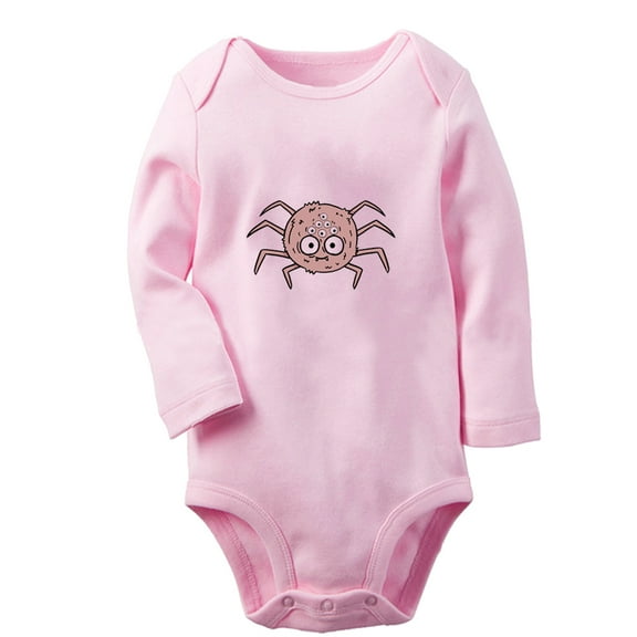 iDzn Little Baby Cute Rompers, Newborn Baby Unisex Bodysuits, Infant Animal Spider Graphic Jumpsuits, Toddler Kids Long Sleeve Oufits (Pink, 6-12 Months)