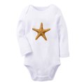 thumbnail image 1 of iDzn Little Baby Cute Rompers, Newborn Baby Unisex Bodysuits, Infant Animal Starfish Graphic Jumpsuits, Toddler Kids Long Sleeve Oufits (White, 0-6 Months), 1 of 4