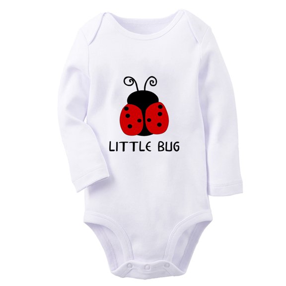 iDzn® Little Bug Funny Rompers, Newborn Baby Unisex Bodysuits, Infant Jumpsuits, Toddler Kids Long Sleeve Oufits (White, 0-6 Months)