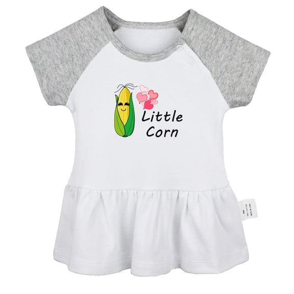 iDzn Little Corn Funny Dresses For Baby, Newborn Babies Skirts, Infant Princess Dress, 0-24M Kids Graphic Clothes (Gray Raglan Dresses, 6-12 Months)