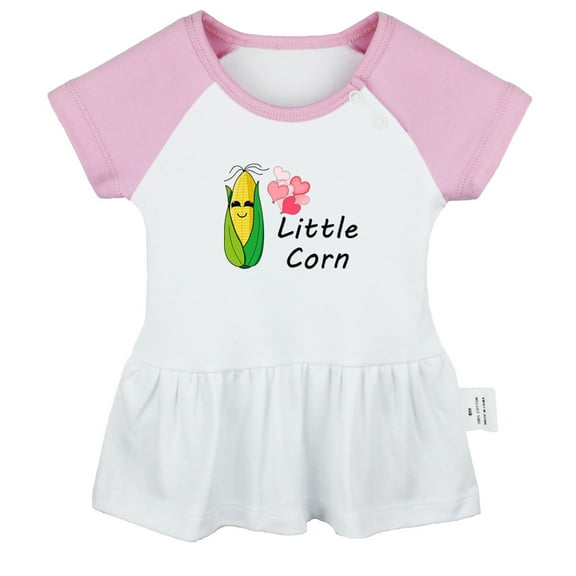 iDzn Little Corn Funny Dresses For Baby, Newborn Babies Skirts, Infant Princess Dress, 0-24M Kids Graphic Clothes (Pink Raglan Dresses, 18-24 Months)