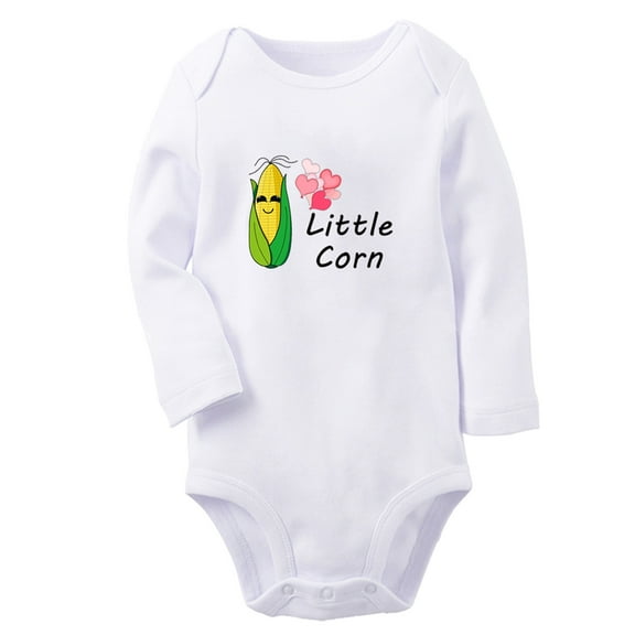 iDzn Little Corn Funny Rompers, Newborn Baby Unisex Bodysuits, Infant Jumpsuits, Toddler Kids Long Sleeve Oufits (White, 0-6 Months)