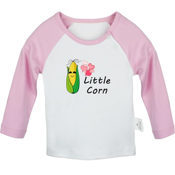 iDzn Little Corn Novelty T shirt For Baby, Newborn Babies T-shirts, Infant Tops, 0-24M Kids Graphic Tees Clothing (Long Pink Raglan T-shirt, 12-18 Months)