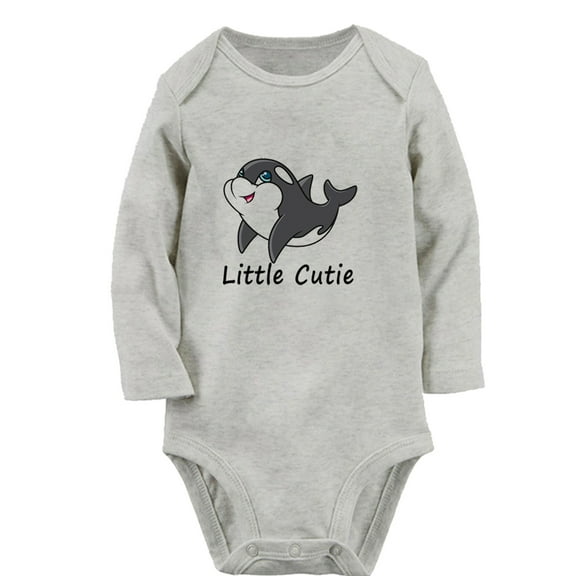 iDzn Little Cutie Funny Rompers, Newborn Baby Unisex Bodysuits, Infant Animal Whale Graphic Jumpsuits, Toddler Kids Long Sleeve Oufits (Gray, 6-12 Months)