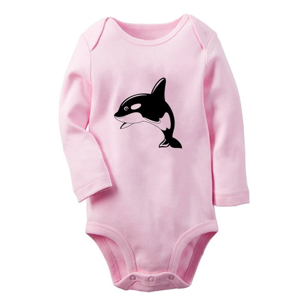 iDzn Little Cutie Funny Rompers, Newborn Baby Unisex Bodysuits, Infant Animal Whale Graphic Jumpsuits, Toddler Kids Long Sleeve Oufits (Pink, 6-12 Months)