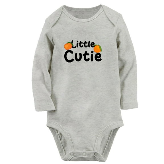 iDzn Little Cutie Funny Rompers, Newborn Baby Unisex Bodysuits, Infant Cute Orange Jumpsuits, Toddler Kids Long Sleeve Oufits (Gray, 6-12 Months)