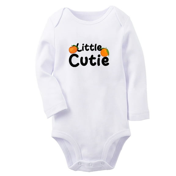 iDzn Little Cutie Funny Rompers, Newborn Baby Unisex Bodysuits, Infant Cute Orange Jumpsuits, Toddler Kids Long Sleeve Oufits (White, 0-6 Months)