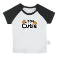 thumbnail image 1 of iDzn Little Cutie Novelty T shirt For Baby, Newborn Babies T-shirts, Infant Cute Orange Tops, 0-24M Kids Graphic Tees Clothing (Short Black Raglan T-shirt, 0-6 Months), 1 of 5