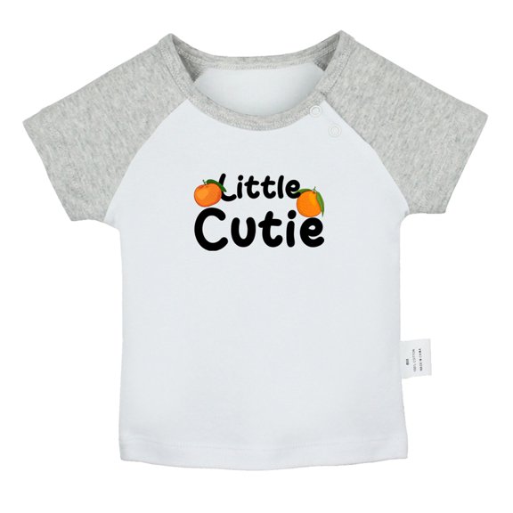 iDzn Little Cutie Novelty T shirt For Baby, Newborn Babies T-shirts, Infant Cute Orange Tops, 0-24M Kids Graphic Tees Clothing (Short Gray Raglan T-shirt, 18-24 Months)