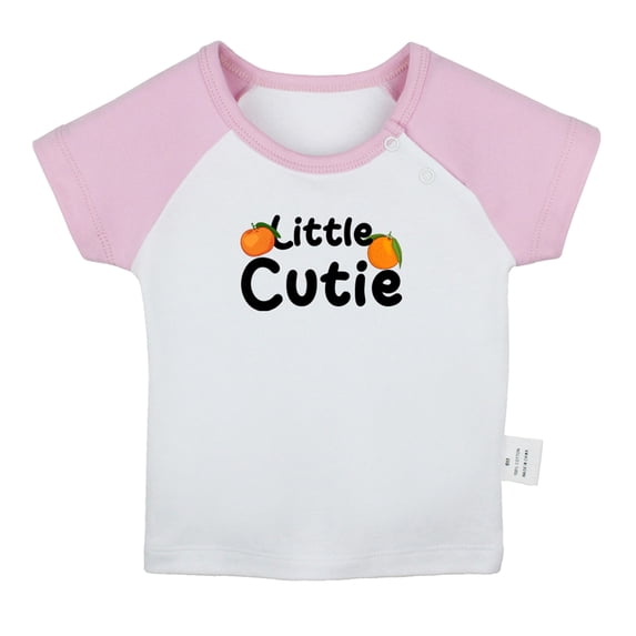 iDzn Little Cutie Novelty T shirt For Baby, Newborn Babies T-shirts, Infant Cute Orange Tops, 0-24M Kids Graphic Tees Clothing (Short Pink Raglan T-shirt, 18-24 Months)