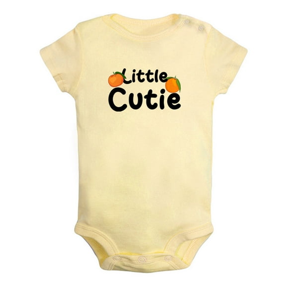 iDzn Little Cutie Orange Novelty Rompers For Babies, Newborn Baby Unisex Bodysuits, Infant Jumpsuits, Toddler 0-12 Months Kids One-Piece Oufits (Yellow, 0-6 Months)