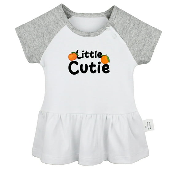 iDzn Little Cutie Orange Pattern Dresses For Baby, Newborn Babies Skirts, Infant Princess Dress, 0-24M Kids Graphic Clothes (Gray Raglan Dresses, 6-12 Months)