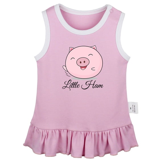 iDzn Little Ham Funny Dresses For Baby, Newborn Babies Skirts, Infant Cute Pig Princess Dress, 0-24M Kids Graphic Clothes (Pink Sleeveless Dresses, 0-6 Months)