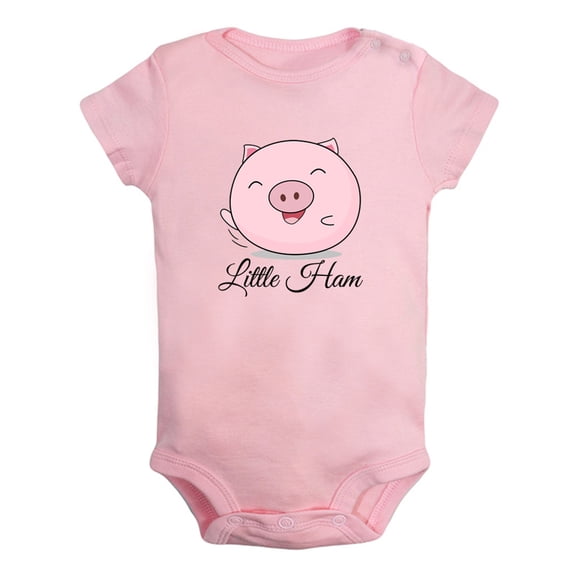 iDzn Little Ham Funny Rompers For Babies, Newborn Baby Unisex Bodysuits, Infant Cute Pig Jumpsuits, Toddler 0-12 Months Kids One-Piece Oufits (Pink, 6-12 Months)