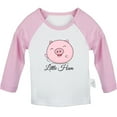 thumbnail image 1 of iDzn Little Ham Funny T shirt For Baby, Newborn Babies T-shirts, Infant Cute Pig Tops, 0-24M Kids Graphic Tees Clothing (Long Pink Raglan T-shirt, 0-6 Months), 1 of 5