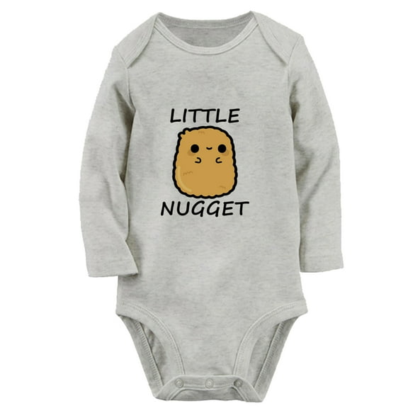 iDzn Little Nugget Funny Rompers, Newborn Baby Unisex Bodysuits, Infant Jumpsuits, Toddler Kids Long Sleeve Oufits (Gray, 6-12 Months)