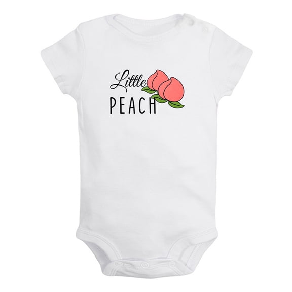 iDzn Little Peach Novelty Rompers For Babies, Newborn Baby Unisex Bodysuits, Infant Jumpsuits, Toddler 0-12 Months Kids One-Piece Oufits (White, 12-18 Months)