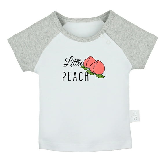 iDzn Little Peach Sweet Novelty T shirt For Baby, Newborn Babies T-shirts, Infant Tops, 0-24M Kids Graphic Tees Clothing (Short Gray Raglan T-shirt, 0-6 Months)