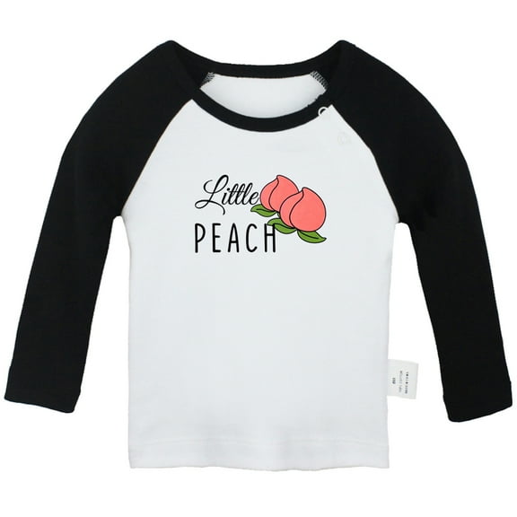 iDzn Little Peach Sweet Novelty T shirt For Baby, Newborn Babies T-shirts, Infant Tops, 0-24M Kids Graphic Tees Clothing (Long Black Raglan T-shirt, 6-12 Months)