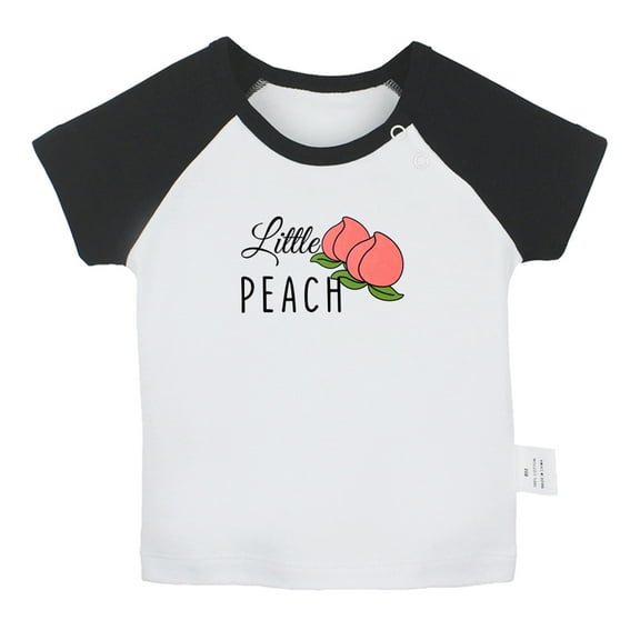 iDzn Little Peach Sweet Novelty T shirt For Baby, Newborn Babies T-shirts, Infant Tops, 0-24M Kids Graphic Tees Clothing (Short Black Raglan T-shirt, 12-18 Months)